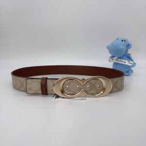 Coach CA253 Signature Double C Buckle Belt 38 mm wide coated canvas Leather M